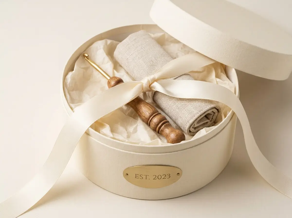 Boxed crocheter gift set with hook and case
