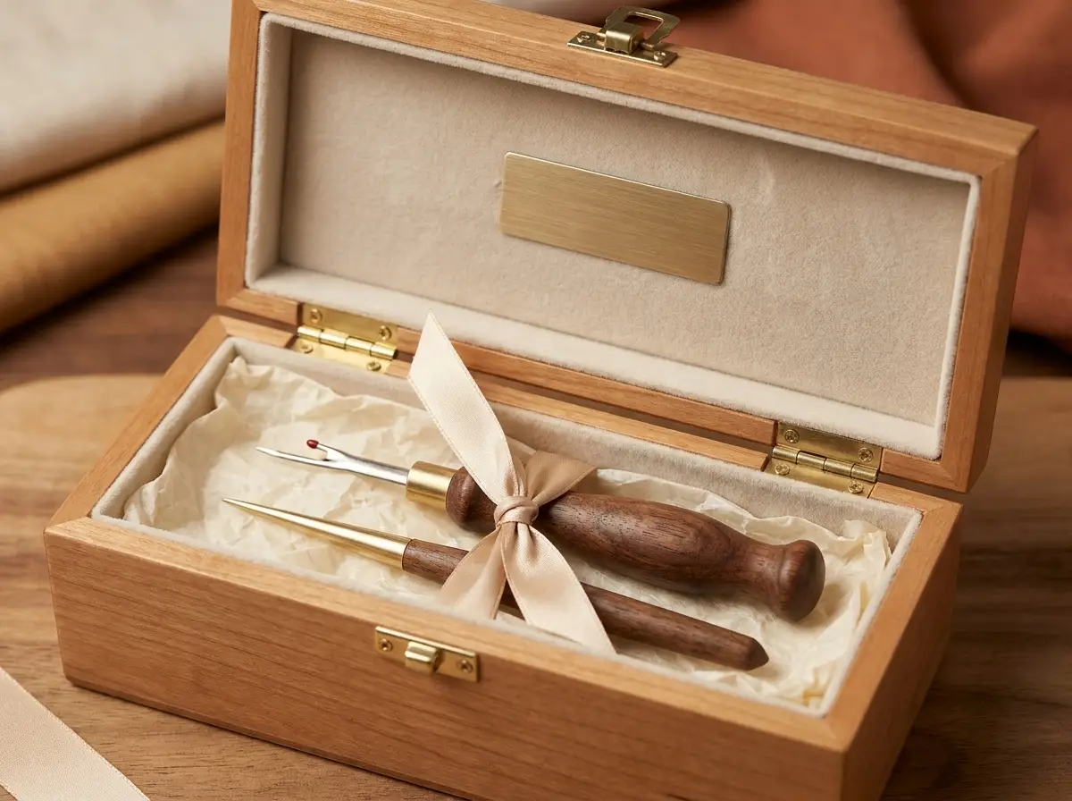 Boxed sewist gift set with seam ripper and stiletto