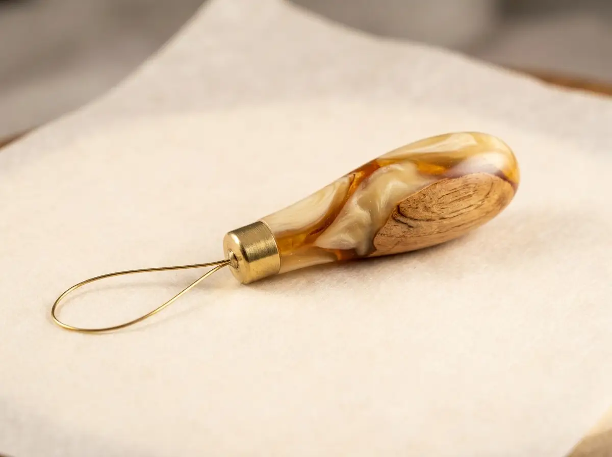 Handmade needle threader with resin handle