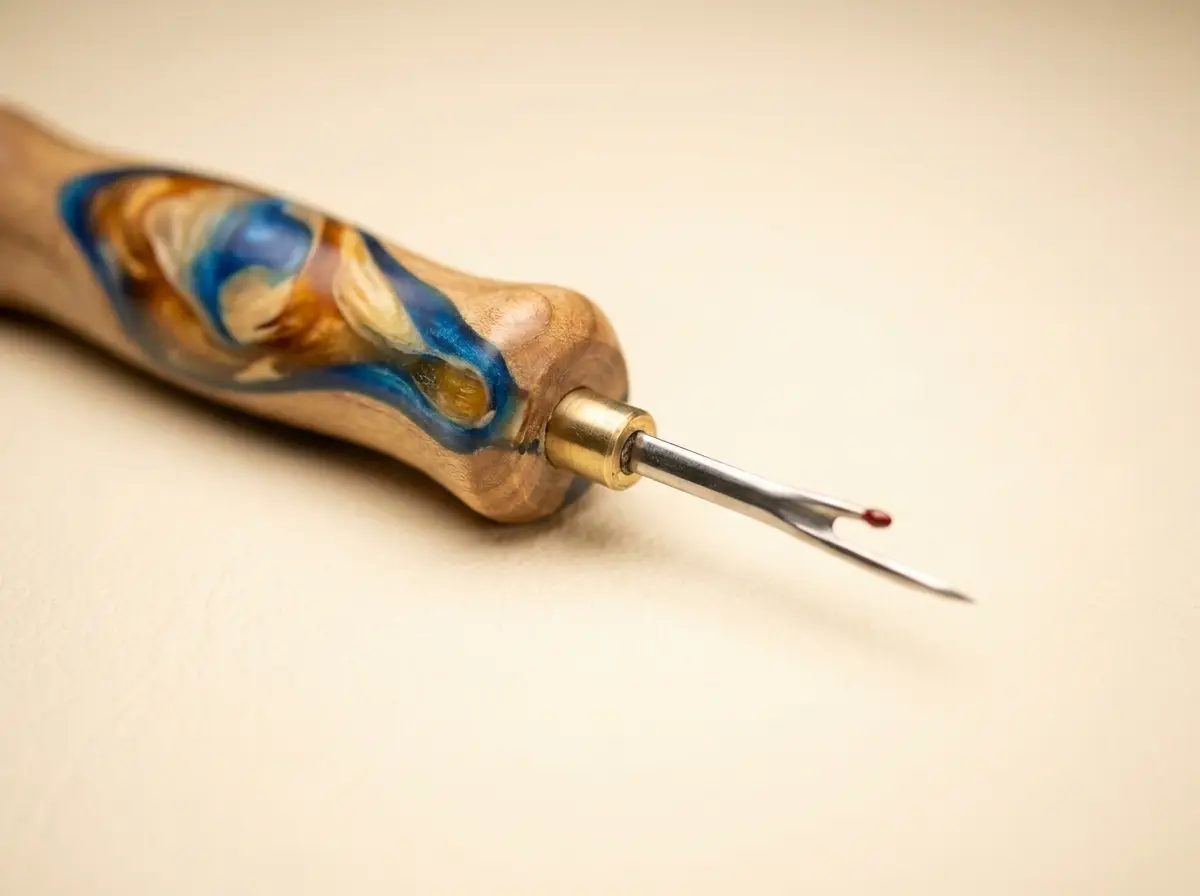 Seam ripper showing its reversible replaceable blade