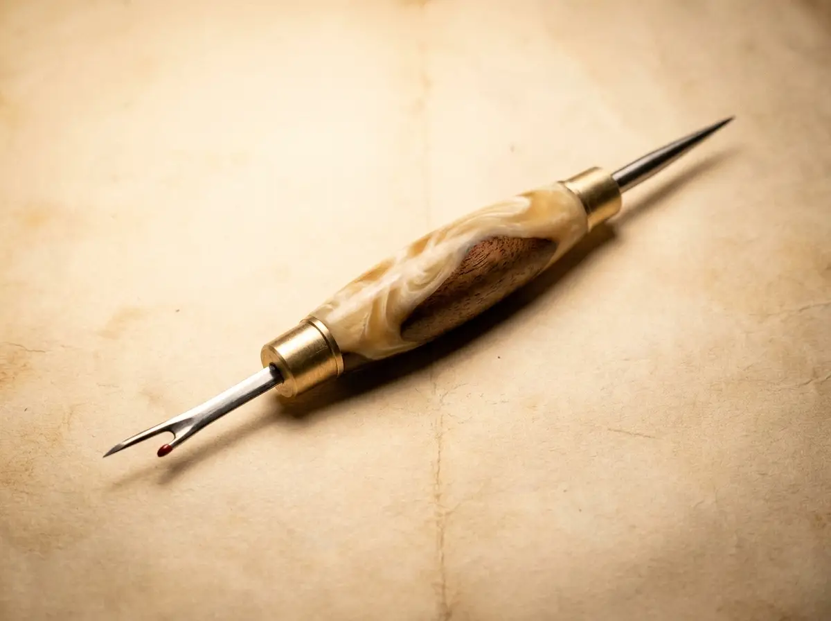 Handmade dual-ended seam ripper and stiletto